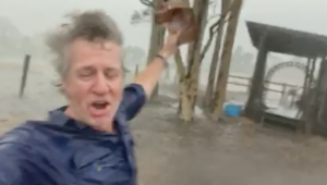 Granjero celebra la llegada de una torrencial lluvia tras meses de incendios en Australia (Video)