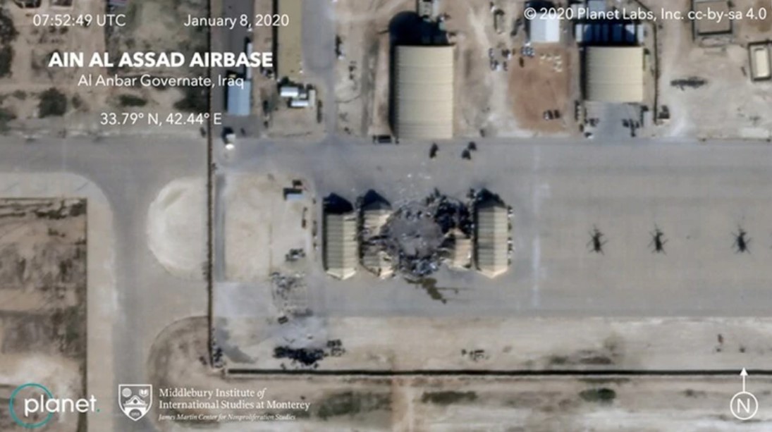 Imágenes satelitales que muestran el impacto del ataque iraní a bases de EEUU en Irak