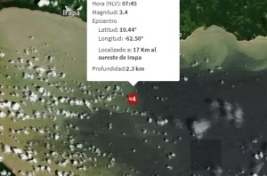 Sismo de magnitud 3,4 se registró en Irapa, estado Sucre #11Abr