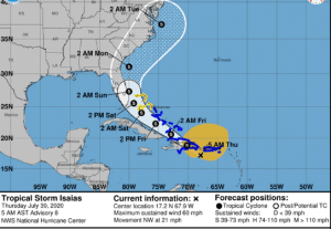 La tormenta tropical Isaías amenaza con golpear Florida este fin de semana