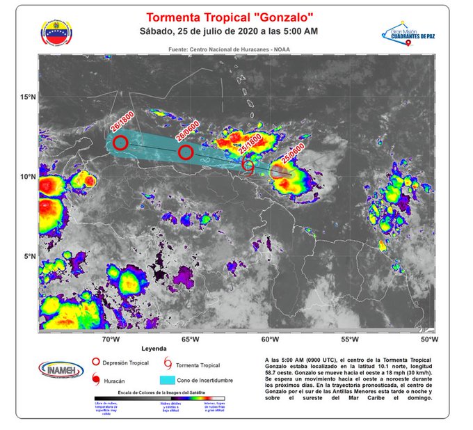 Incertidumbre por el posible desplazamiento de la tormenta tropical Gonzalo