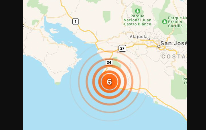Fuerte temblor sacudió a Costa Rica sin que se reporten daños