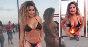 ¡AY! A esta “Miss Tanga” colombiana se le cayó el bikini en pleno desfile (VIDEO)