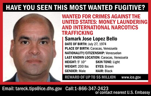 “¿Has visto a este fugitivo?”: Samark López, el aliado del régimen como uno de los más buscado por EEUU (CARTEL)