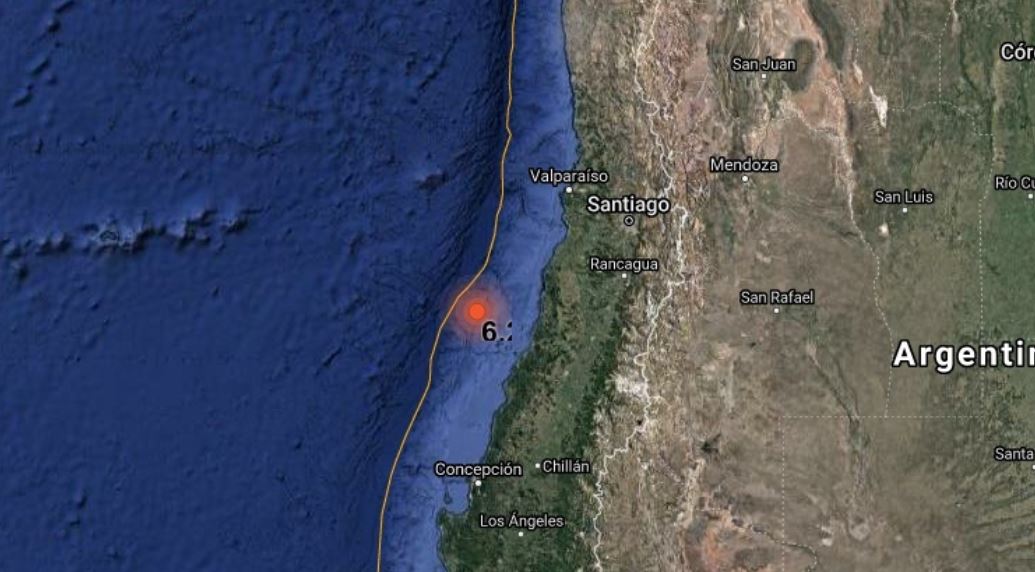 Sismo de magnitud 6,1 se registró en la zona central de Chile