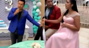 ¡Con pruebas! En plena fiesta de aniversario, destapó la infidelidad de su esposa embarazada (VIDEO)