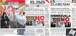 Guaidó acapara las portadas de la prensa española