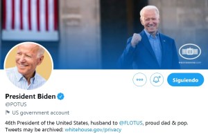 Twitter cedió a Joe Biden la cuenta oficial del presidente de EEUU