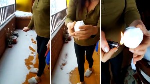 VIRAL: Mujer intenta demostrar que la nieve en España es “plástico” (VIDEO)