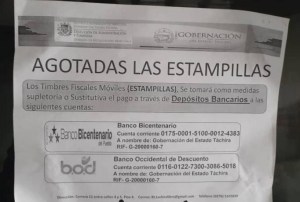 Desaparecen por completo los timbres fiscales en Táchira