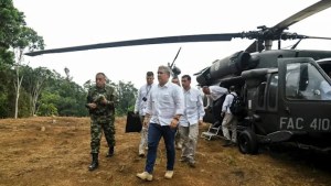 Colombia leader says chopper hit by gunfire near Venezuela border