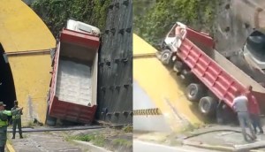 Camión chocó contra túnel de Turumo en la autopista GMA, sentido Guarenas (VIDEO)