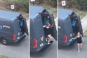 Despedido de Amazon porque lo descubrieron llevando a una mujer en su vehículo de reparto (VIDEO)