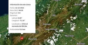 Funvisis registró sismo de 3.6 en Mérida este #12Dic