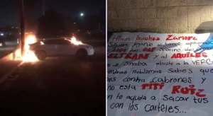 Terror en México: incendiaron un vehículo y colocaron narcomanta amenazando a fiscal estatal en Tijuana