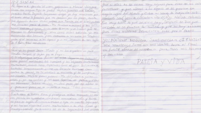 La carta de una opositora encarcelada en Cuba que denuncia las torturas del régimen de Díaz-Canel