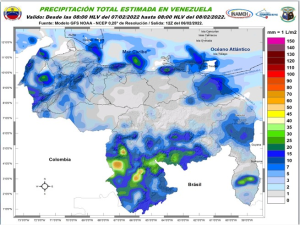 Inameh prevé lluvias en gran parte de Venezuela durante este #7Feb