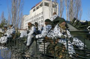 Soldados ucranianos realizaron ejercicios militares en la ciudad de Chernobyl