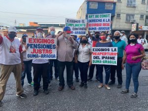 Jubilados aragüeños cansados del hambre chavista, exigen salarios justos