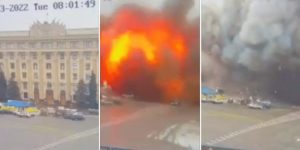 EN VIDEO: El salvaje ataque de Rusia contra el edificio del gobierno en Járkov