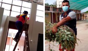 Familias venezolanas ayudaron a acondicionar un colegio en Perú para dar inicio a clases