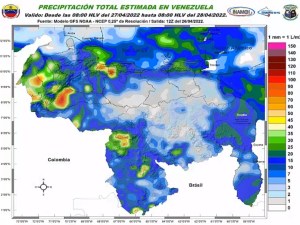 Inameh prevé lluvias y fuertes ráfagas de viento en varios estados de Venezuela #27Abr