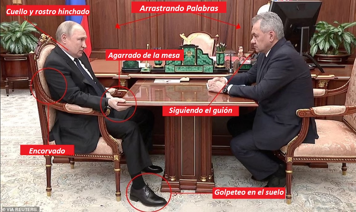 “Agarrado de la mesa y encorvado”, el revelador lenguaje corporal de Putin en la última reunión con el ministro defensa