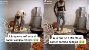 ¡Asco! Hombre prepara masa de empanadas con los pies y causa indignación en las redes (VIDEO)