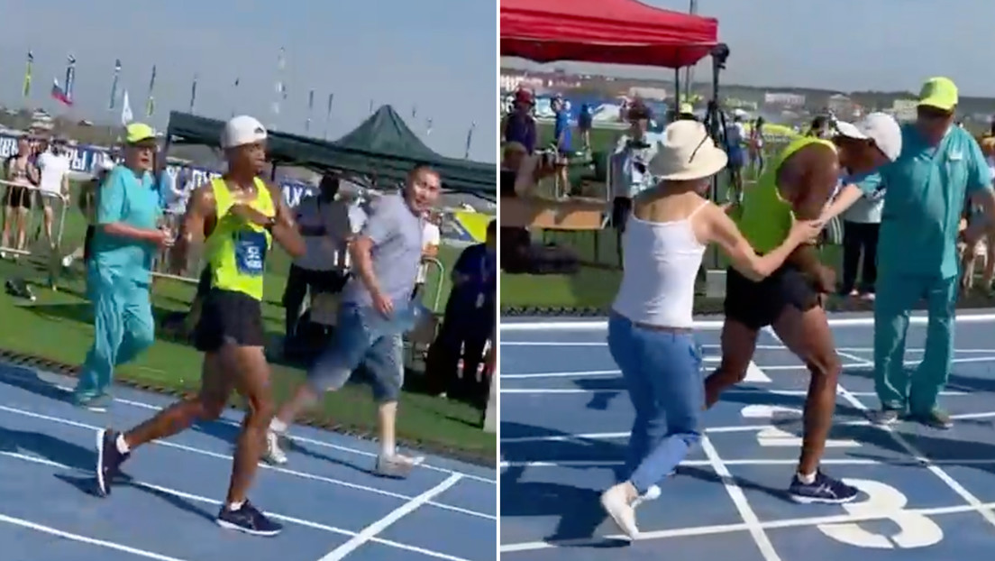Atleta se marea en la recta final de una carrera y su madre lo empuja hasta la meta (VIDEO)