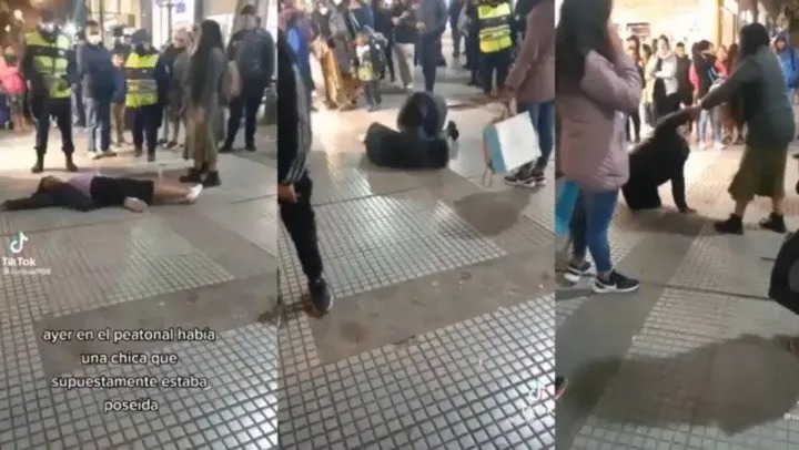 Le practicaron un exorcismo a una mujer “poseída” en medio de la calle (VIDEO)