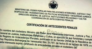 Certificado de registro de antecedentes penales dejará de ser gratuito, según nueva norma chavista