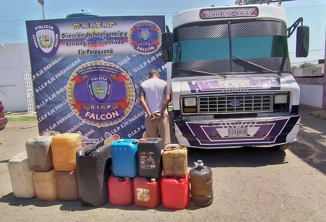 Detenido autobusero por revender gasolina subsidiada en Punto Fijo