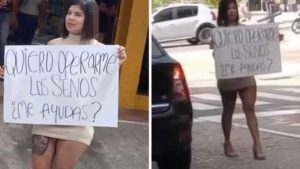 “¿Me ayudas?”: Colombiana salió a las calles a pedir plata para operarse los senos (VIDEO)