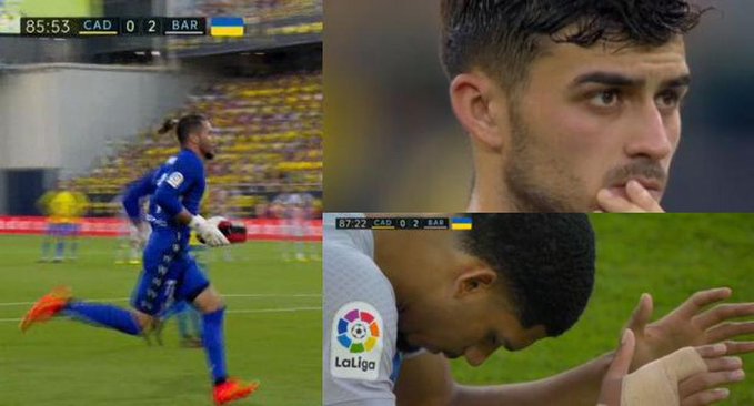 EN IMÁGENES: La reacción de los jugadores del Barcelona y Cádiz tras la emergencia en el estadio