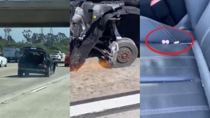 “Señora, ¿va usted drogada?”: Condujo sin una rueda durante varios kilómetros por autopista de California