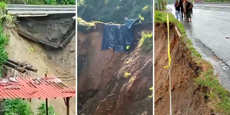 Fuertes lluvias y crecida de una quebrada socavan la autopista Caracas – La Guaira (Videos)