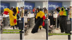 Se vistió con cuatro disfraces antes de subir a un avión para quitarle peso a su maleta (VIDEO)