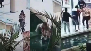 Video viral: Por estar “pegada al celular”, mujer se dio un chapuzón en centro comercial