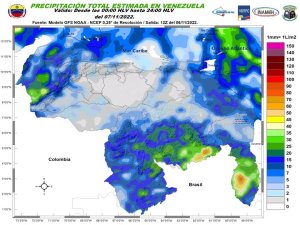Inameh pronosticó fuertes lluvias con descargas eléctricas en varios estados de Venezuela este #7Nov