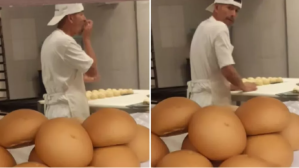 Con la lengua en la masa: cocinero fue captado lamiendo panes antes de hornearlos (VIDEO)