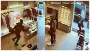 Impactante VIDEO: Noquearon a un ladrón a través de una ventana, tras robar tienda de Louis Vuitton en Washington