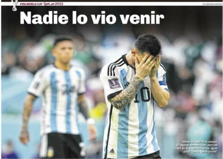 Sorpresa y desilusión: así reseñaron los diarios argentinos la debacle de su selección ante Arabia Saudita en Qatar