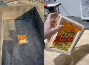 Construyó un sarcófago de 1.300 kilos para conservar una bolsa de Cheetos (VIDEO)