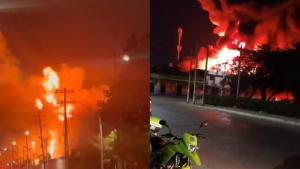 EN IMÁGENES: grave incendio se generó en una empresa de hidrocarburos en Barranquilla