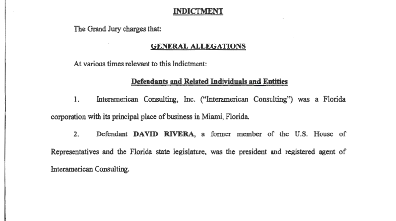 Indicment David Rivera: Documento + Delcy Eloína