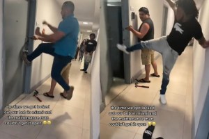 VIDEO: Alquilaron un apartamento en Miami pero la puerta se trabó y la impensada solución se hizo VIRAL