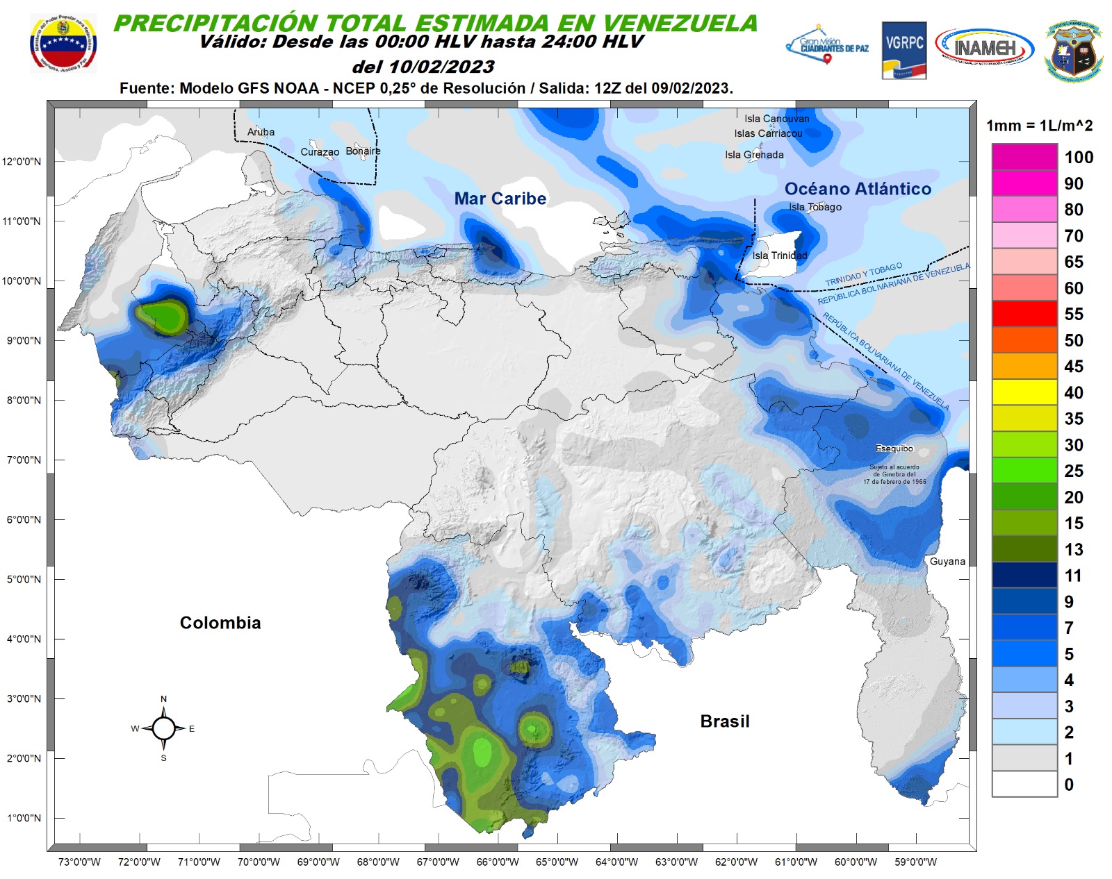 Inameh prevé lluvias y lloviznas en varias zonas de Venezuela este #10Feb
