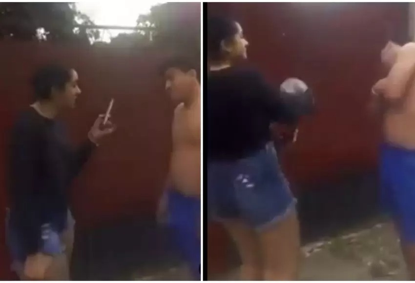 VIDEO: Mujer golpea sin piedad, y hasta con un casco, a su novio por serle infiel