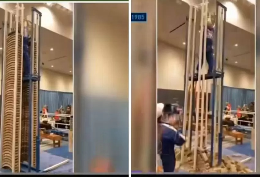 VIDEO increíble: hombre rompió 55 ladrillos, todos al mismo tiempo, con el codo