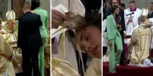 El papa Francisco bautizó a una modelo venezolana durante la Vigilia Pascual (VIDEO)